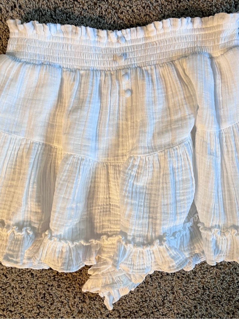 American Eagle Outfitters White Smocked Mini Skirt